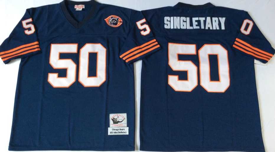 Bears 50 Mike Singletary Navy 1985 M&N Throwback Jersey->nfl m&n throwback->NFL Jersey